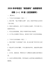 2026年中考语文一轮专题复习：修改病句选择题专项训练