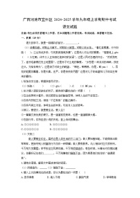 广西河池市宜州区2024-2025学年九年级上学期期中考试语文试卷（学生版）