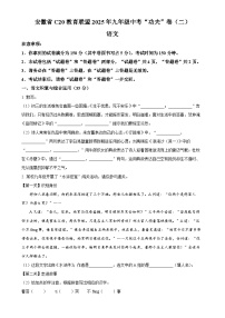 2025年安徽省C20教育联盟中考二模语文试题（原卷版）-A4