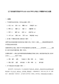 阜新市实验中学2026届九年级上学期期中考试语文试卷（含答案）
