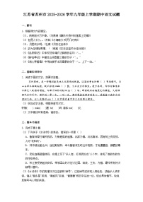 江苏省苏州市2025-2026学年九年级上学期期中语文试题（含答案）
