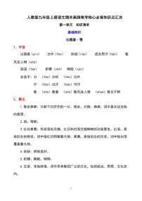 人教版九年级上册语文期末高频常考核心必背知识点汇总