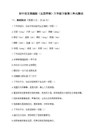初中 语文 统编版五四学制 六年级下册 第三单元 测试及深度剖析