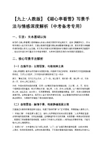 【九上 人教版】初中语文《湖心亭看雪》写景手法与情感深度解析练习（中考备考专用）