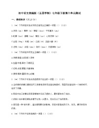 初中 语文  统编版五四学制 七年级下册 第六单元 测试及分析