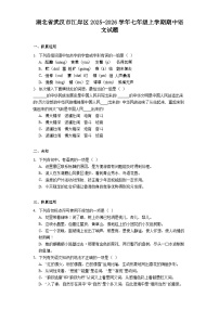 湖北省武汉市江岸区2025-2026学年七年级上学期期中语文试题（含答案）