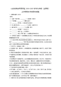 2024-2025学年山东省烟台市芝罘区九年级（五四制）上学期期末考试语文试卷（学生版）