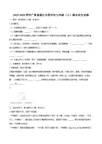 2025-2026学年广东省湛江市雷州市九年级（上）期末语文试卷（含答案+解析）