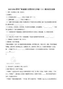 2025-2026学年广东省湛江市雷州市九年级（上）期末语文试卷（含答案+解析）