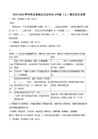 2025-2026学年河北省保定市定州市七年级（上）期末语文试卷(含详细答案解析)