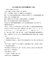 2025年浙江省中考语文押题试卷（B卷）含答案