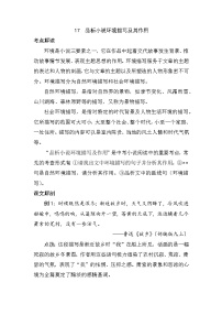 中考语文第一轮复习17 品析小说环境描写及其作用-【教师版+学生版】Word讲义