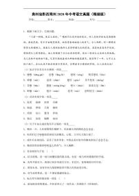 贵州省黔西南州2020年中考语文真题含解析