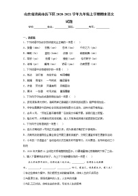 山东省济南市历下区2020-2021学年九年级上学期期末语文试题（word版 含答案）