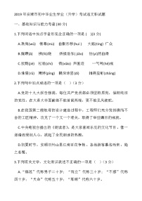 061—2019年贵州省安顺市初中毕业生学业考试语文试题卷