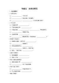 2020--2021学年部编版七年级语文下册期末复习 专题五  古诗文默写（含答案）