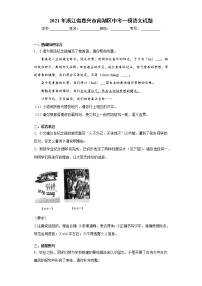 2021年浙江省嘉兴市南湖区中考一模语文试题(word版含答案）