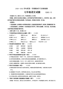 山东省济南市平阴县2020-2021学年七年级上学期期末考试语文试题（word版 含答案）