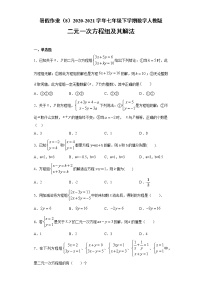 试卷 暑假作业（8）2020-2021学年七年级下学期数学人教版（含答案）