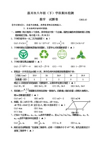 浙江省嘉兴市2020-2021学年八年级下学期期末数学试题（word版 含答案）