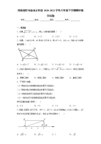 河南省驻马店市正阳县2020-2021学年八年级下学期期中数学试题（word版 含答案）