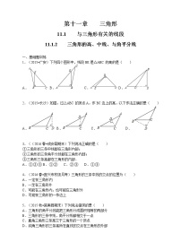 八年级上册11.1.2 三角形的高、中线与角平分线当堂检测题