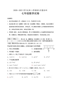 河北省唐山市乐亭县2020-2021学年七年级下学期期末考试数学试题（word版 含答案）