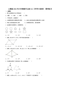 人教版八年级上册12.1 全等三角形测试题