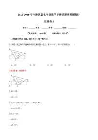 2019-2020学年七年级数学下册真题模拟题汇编之期中卷5（浙教版）（解析版）