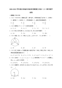 2020-2021学年浙江省温州市新希望联盟九年级（上）期中数学试卷