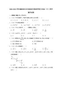 2020-2021学年湖南省长沙市雨花外国语学校八年级（下）开学数学试卷