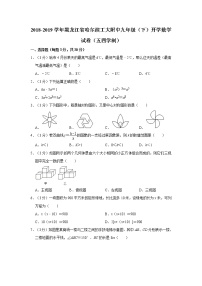 2018-2019学年黑龙江省哈尔滨工大附中九年级（下）开学数学试卷（五四学制）