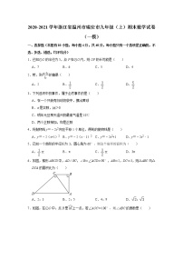 浙江省温州市瑞安市2020-2021学年九年级上学期期末数学试卷（一模）（word版含答案）