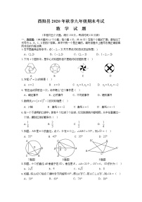 重庆市酉阳县2020-2021学年九年级上学期期末数学试题(word版含答案)