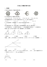 2021年安徽省淮南市八年级上学期数学期中试卷