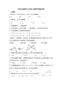 北师大版数学九年级上册期中模拟试卷02（含答案）