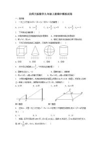 北师大版数学九年级上册期中模拟试卷01（含答案）