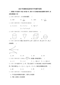 2019年湖南省岳阳市中考数学试卷+答案+解析