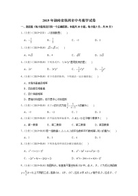 2019年湖南省株洲市中考数学试卷+答案+解析