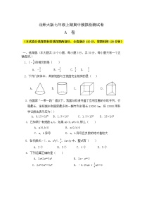 北师大版七年级上册期中数学模拟检测试卷