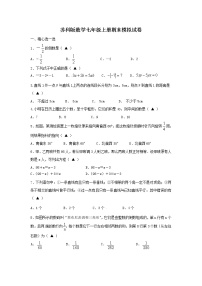 苏科版数学七年级上册期末模拟试卷10（含答案）