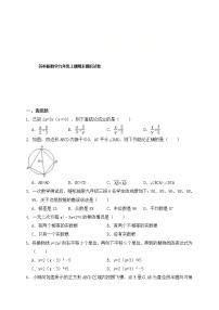 苏科版数学九年级上册期末模拟试卷08（含答案）