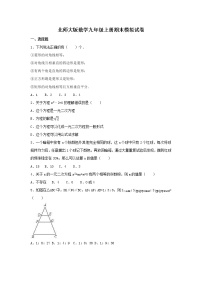 北师大版数学九年级上册期末模拟试卷11（含答案）