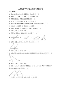 人教版数学八年级上册月考模拟试卷三（含答案）