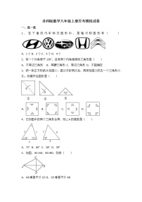 苏科版数学八年级上册月考模拟试卷八（含答案）