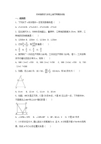 苏科版数学九年级上册月考模拟试卷12（含答案）