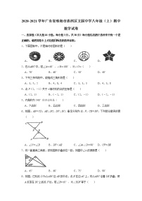 广东省珠海市香洲区文园中学2020-2021学年上学期期中考试八年级数学试卷