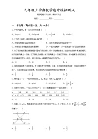 广东省深圳市2021-2022学年上学期九年级上学期数学期中模拟测试题（word版含答案）试卷