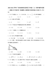 广东省深圳市龙岗区2020-2021学年八年级上学期 期中考试数学试卷（word版含答案）