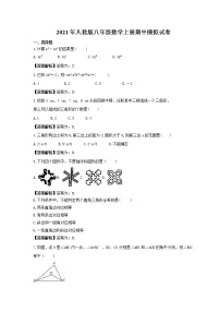 2021年人教版八年级数学上册期中模拟试卷（教师版+学生版）